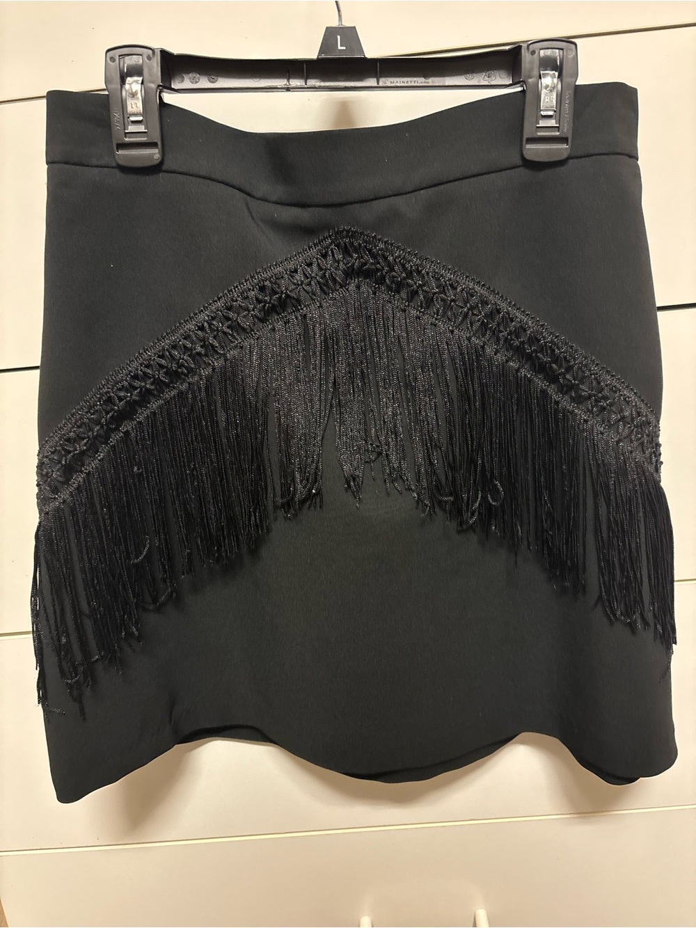 Zara Black Fringe Mini Skirt, Medium